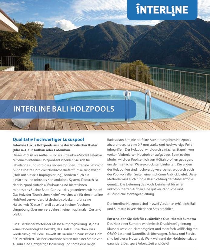 Bali Holzpools Informationen
